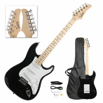 Glarry GST Maple Fingerboar Electric Guitar w/Bag Strap Pick Tools Wire Black