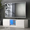 White Modern TV Stand Cabinet Unit 130CM High Gloss Panel with Blue LED Light
