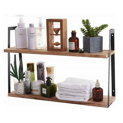 60cm Wall Mounted Wooden Wood Shelves Bookshelf for Bedroom Kitchen Bathroom 2 T