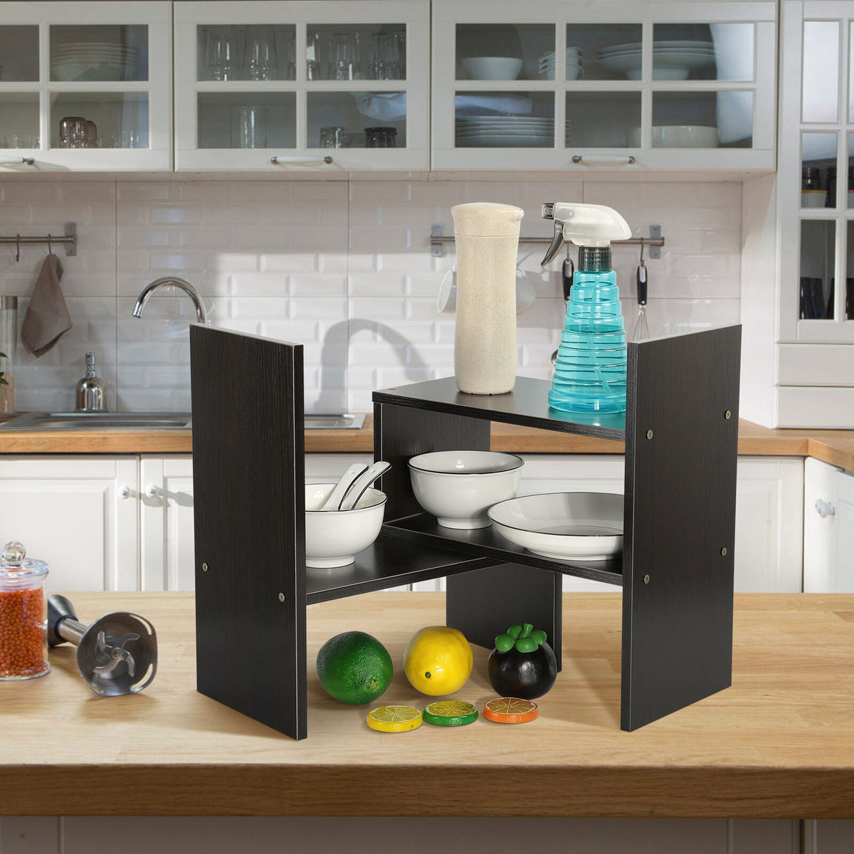 Desktop Organizer Storage Rack Wooden Display Shelf Rack Desk Bookcase ...