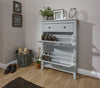 GREY TWO TIER SHOE CABINET SHELF RACK SHOE W/ DRAWER ORGANIZER HOLDER STORAGE