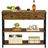 2-Tier Console Table Side Table w/ Drawer and Shelves Entryway Hallway Furniture