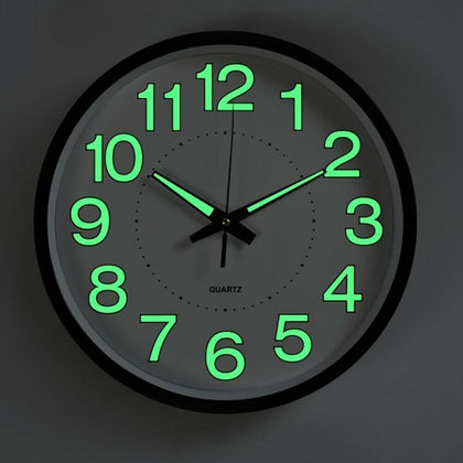 Wall Clock Luminous Glow In The Dark Quartz Bedroom Watch Living 12 Inch 30CM UK