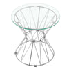 Silver Clear Glass Top Coffee Table Sofa Side End Tables Round Small Laptop Desk
