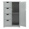 Bathroom Wood Cabinet Storage 4 Drawer 1 Door Free Standing Cupboard Unit White