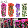Artificial Fake Violet Orchid Flower Hanging Wall Rattan Basket Decor Outdoor ER