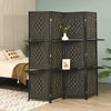 4-Panel Room Divider 180cm Folding Privacy Screen W/ 2 Removable Display Shelves