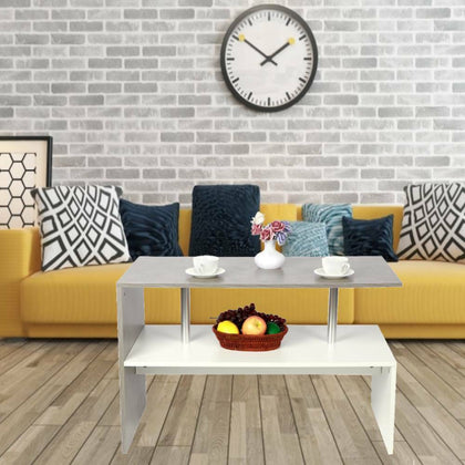 Living Room Coffee Table Sofa Side Tea Desk With Lower Shelf Modern Rectangle