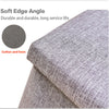 Foldable Storage Ottoman Pouffe Seat Folding Grey Linen Foot Stool Storage Stool