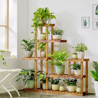 Strong 5 Tier Wooden Plant Stand Garden Flowerpot Shelf Sturdy Display Decorate