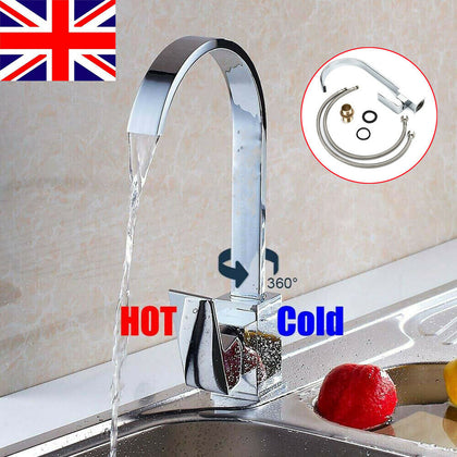 Modern Waterfall Kitchen Mixer Tap Spray Chrome Hot & Cold Bath Sink Faucet Taps