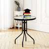 TEMPERED GLASS TOP PATIO TABLE METAL FRAME LEGS GARDEN OUTDOOR INDOOR BISTRO