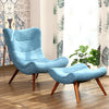 Upholstered Lounge Fabric Chair Sofa Velvet Armchair with Footstool Living Room