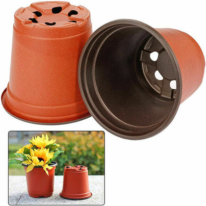 200pcs 9cm Plant Pots Terracotta Plastic Tall Deep Full Size Flower Pot 3.5
