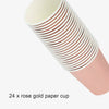 146PCS Rose Gold Foil Paper Plates Straws Cups Tableware Wedding Party Birthday