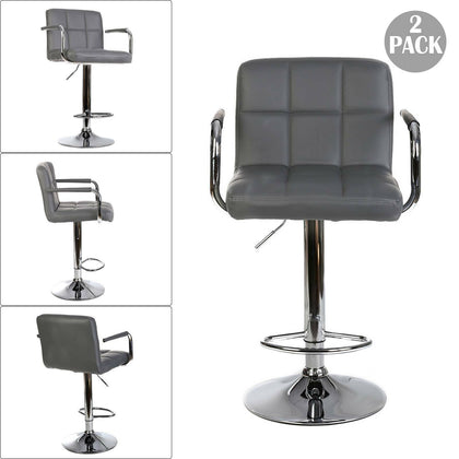 2x Bar Stools Gas Lift Swivel Stool Hub Club Cafe Breakfast Chairs PU Leather UK