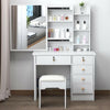 Modern Corner Dressing Table Makeup Desk w/ 6 Drawers & 1 Large Mirror White UK