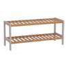 2 Tier Wood Shoe Rack Storage Shelf Stand Hallway 6-8 Pairs of Shoes