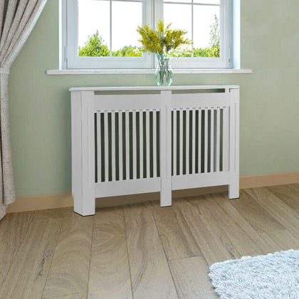 White Radiator Cover Grill Shelf Cabinet MDF Wood Modern Traditional Furniture.