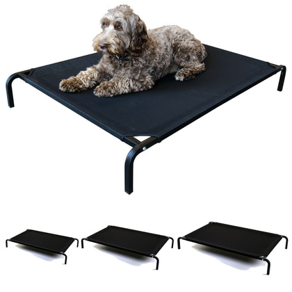 Elevated Pet Bed Dog Cat Portable Raised Indoor Outdoor Camp Cot Black 3 Sizes