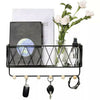 Wall Mounted Shelf Hooks Basket Wire Rack Storage Unit With Key Hanging Hangers