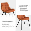 Sigtua 2pc Vintage Velvet Dining Chairs Solid Metal Leg Kitchen Soft Padded Seat