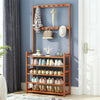 Retro Door Coat Rack Hooks with 5 Tier Shoe Shelves Integrated Storage Furniture