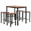 Bar Table and Stool Set For Kitchen Dining Room 4 Metal And Wood Stools High