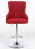 Red Linen Button Detail Premium Monteray Bar Stool, swivel, gas lift, (RED)
