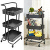 Mobile Rolling Kitchen Trolley Cart 3 Tiers Storage Rack Organizer Mesh Tray UK