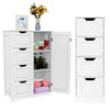 Bathroom Wood Cabinet Storage 4 Drawer 1 Door Free Standing Cupboard Unit White