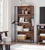 Industrial Shelving Unit Tall Vintage Bookcase Rustic Metal Hooks Retro Storage