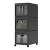 Mondeer Black Plastic Storage Boxes Storage File Cabinet on Wheels Removable
