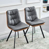 2x Faux Leather Dining Chairs Padded Mix Color Seat Brown Grey Metal Legs Chair