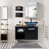 Countertop Basin Set Tempered Glass Wash Bowl Waste Tap Under Sink Unit Cabinet