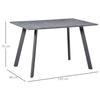 Modern Rectangular Dining Table Indoor w/ Metal Legs Spacious Tabletop Dark Grey