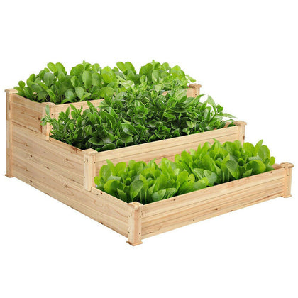 Wooden Raised Planter Bed Outdoor Garden Vegetable Flower Plainting Grow Bed Box