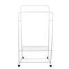 Mobile White Garment Rack Dual Clothes Rail Rolling Open Closet With Shoe Shelf