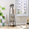 Distinctive Industrial Hall Tree Entryway Coat Rack Rustic Brown with 4 Shelves