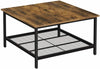 Square Industrial Coffee Table Vintage Living Room Furniture Storage Shelf Metal