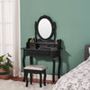 Dressing Table 4 Drawer Mirror Stool Set Makeup Vanity Bedroom White / Black UK