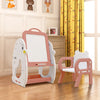 Kid Art Easel Play Table&Chair Set Toddler Drawing Board Bookshelf Storage Shelf