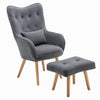 Occasional Armchair Wing Back Accent Chair and Footstool Living Bedroom Lounge