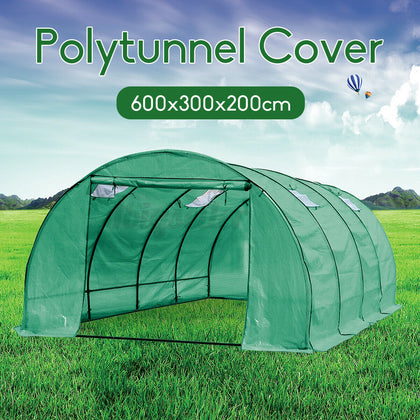 6Mx3Mx2M Walk-in Polytunnel PE Cover Plant Grow Garden Outdoor Waterproof House