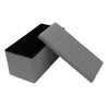 GREY LINEN FOLDING STORAGE OTTOMAN POUFFE SEAT FOOT STOOL HOME STORAGE BOX UK