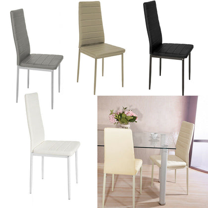 2-6 x Kitchen Dining Room Chairs Leather Padded Seat Home Restaurant Furniture