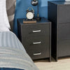 Bedside Table Black 3 Drawer Bedside Cabinet Night Stand Metal Runners
