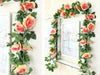 16Heads 7Ft Artificial Faux Silk Flower Rose Leaf Garland Vine Home Party Decor