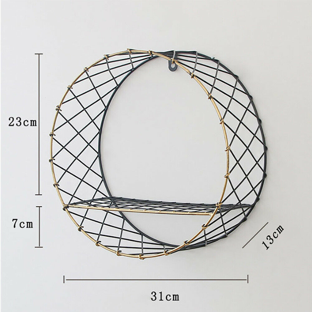 Retro Metal Wall Shelf Industrial Style Round Storage Display Rack Shelving Unit