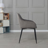 2PCS Modern Grey Velvet Fabric Upholstered Dining Chairs Armchairs Metal Legs